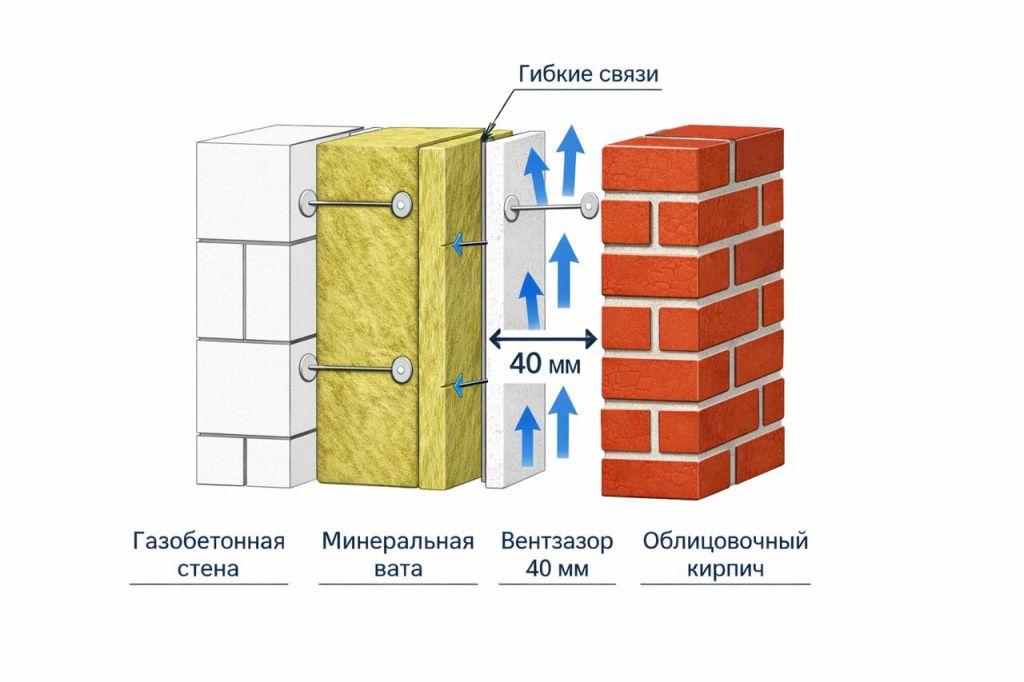 изображение - утепление под облицовочный кирпич схема утепление под облицовочный кирпич схема